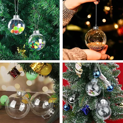Miniatura 2 de 12 piezas de bolas de adorno rellenables de plástico transparente, bolas de Navidad de 60 mm para bricolaje, para Navidad, Halloween, cumpleaños