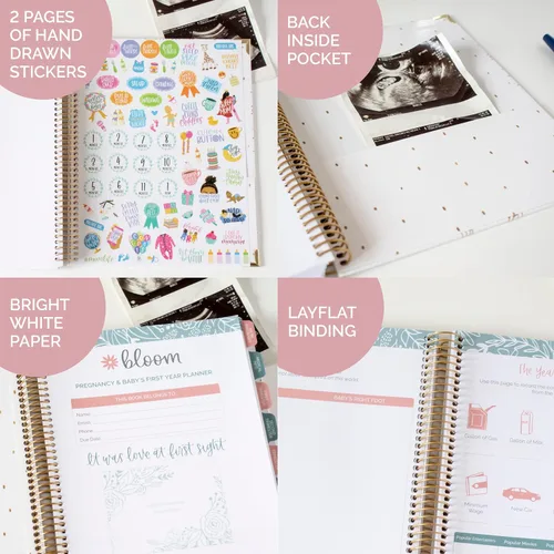 Miniatura 3 de bloom daily planners Nuevo Calendario Planificador de Embarazo y Primer Año del Bebé y Diario de Recuerdos con Calcomanías - Organizador de Libro