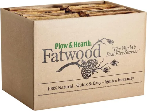 Miniatura 12 de Plow & Hearth Palitos Iniciadores de Fuego de Madera Grasa de 2 Libras, Yesca Orgánica, Madera Grasa de Fácil Encendido, Iniciadores de Fuego