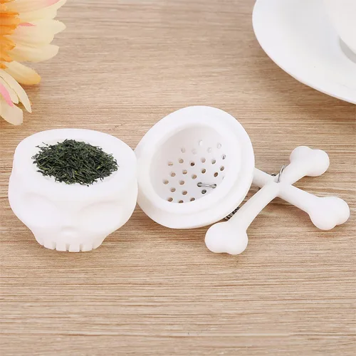 Miniatura 5 de Colador de té de calavera, colador de té, té de hojas sueltas más pronunciado, lindo infusor de té con forma de calavera blanca de simulación