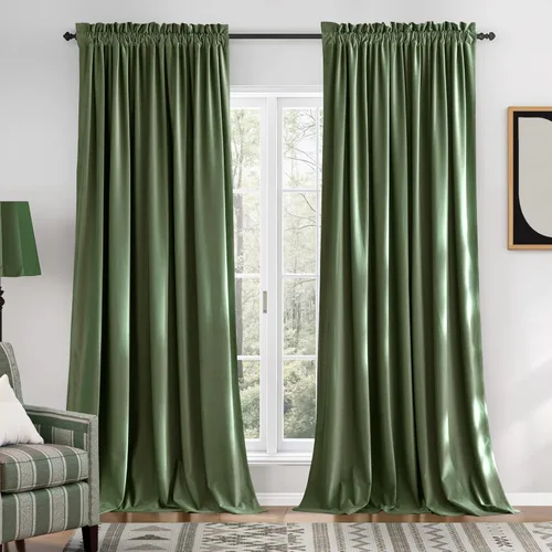 Miniatura 146 de NICETOWN Cortinas opacas de terciopelo extralargas negras de 120 pulgadas de largo para telón de fondo, cortinas de terciopelo con aislamiento Serie
