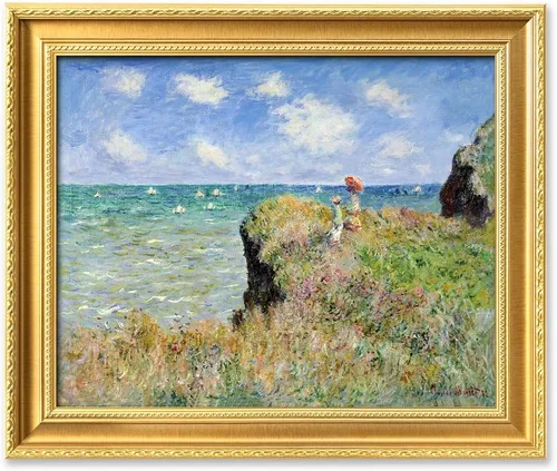Miniatura 128 de IPIC - Reproducción artística de los lirios de agua de Claude Monet 1906, impresiones giclée coinciden con el marco dorado clásico, arte de pared