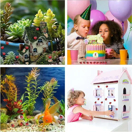 Miniatura 7 de 120 piezas Mariposas Luminosas Mini, Miniaturas de Mariquitas en Resina, Figuras de Animales que Brillan en la Oscuridad para Jardín de Hadas, Casa