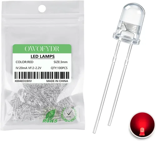 Miniatura 29 de 100 lámpara LED de diodo de luz blanca cálida de 5mm (Lente Transparente Redonda DC 3V 20mA) Bombilla de iluminación, componente electrónico, luz