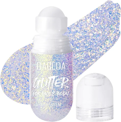 Miniatura 10 de DAGEDA Gel de purpurina corporal, purpurina facial enrollable para maquillaje de sirena, accesorios para festivales, rave, gel holográfico