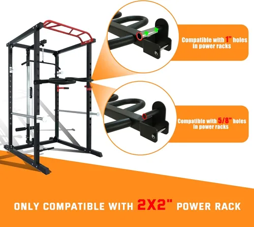 Miniatura 5 de Dip Bar Attachment for 2"x2" Squat Rack, Heavy Duty Power Rack Attachment with 5/8" or 1" Hole Para rack de alimentación de 2" x 2" con múltiples
