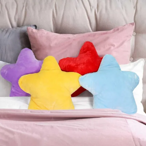 KUPARK - Almohada de felpa con forma de estrella, cojín decorativo, color azul