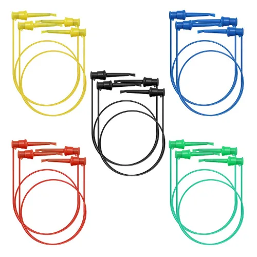 Miniatura 6 de Sumnacon 10 clips de gancho de prueba eléctrica de multímetro de doble plomo, 5 colores, 20 AWG, cables de prueba flexibles de silicona
