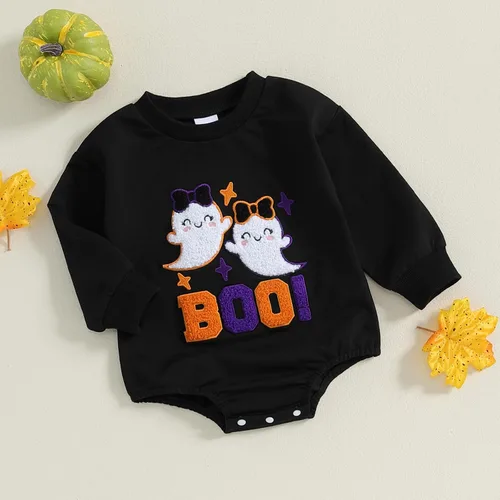 Miniatura 7 de FYBITBO Traje de Halloween para recién nacido, niña y niño, espeluznante temporada, mameluco con burbujas para otoño, Halloween, ropa de bebé