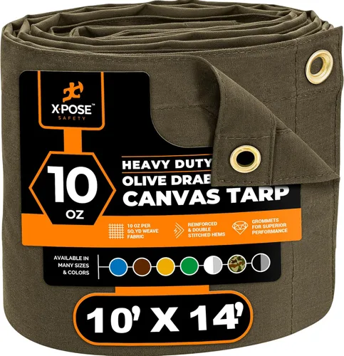Miniatura 184 de Xpose Safety Lona de Lona - Lonas de Lona Verde de 10oz Resistentes al Agua con Ojales de Latón - Lona Multiusos para Exteriores para Campamento