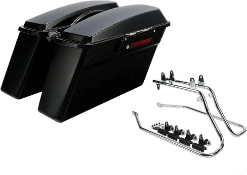 Miniatura 10 de XFMT Alforjas duras negras mate para baúl con soportes de conversión negros para Harley Softail Heritage Classic Deluxe 1984-2017