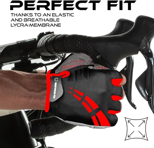 Miniatura 3 de WESTWOOD FOX Guantes de ciclismo para hombres y mujeres, medio dedo, unisex, acolchados, antideslizantes, guantes de bicicleta de montaña