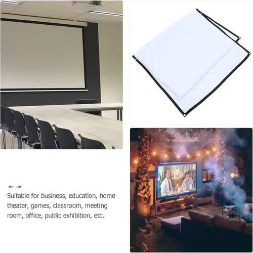 Miniatura 2 de BESPORTBLE Pantalla de proyector con tela de poliéster y ganchos para colgar, pantalla de proyección portátil de oficina y fiesta para cine en casa