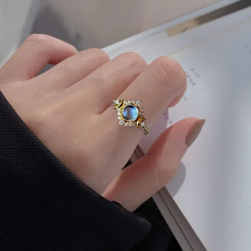 Miniatura 5 de Anillos de compromiso con la vida en anillos de luna y sol, anillos de aniversario de compromiso, boda celestial, regalos de moda para damas