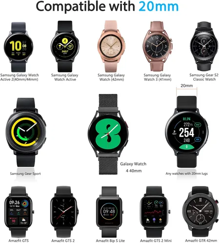 Miniatura 4 de Meliya Correa para Samsung Galaxy Watch 3 bandas de 1.614 in para mujeres y hombres, 0.787 pulgadas de acero inoxidable de repuesto para Galaxy