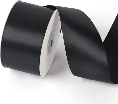 Miniatura 8 de Rollo de cinta de satén de una sola cara de 1 pulgada x 25 yardas, cintas ideales para envolver regalos, manualidades, decoración de fiestas de negro