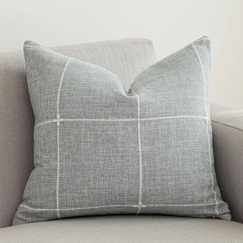 Miniatura 13 de vctops Funda de Almohada Decorativa de Algodón y Lino con Celosía Rústica Funda de Cojín Lumbar con Bordado Funda de Almohada para Sofá Dormitorio