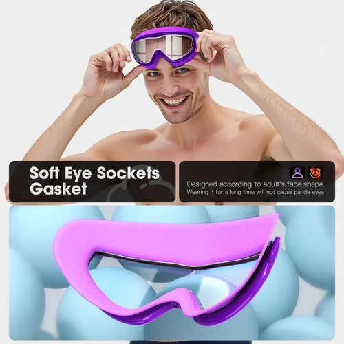 Miniatura 4 de Gafas de natación para adultos, paquete de 2 gafas de natación con visión amplia para hombres, mujeres, jóvenes, adolescentes, gafas de natación
