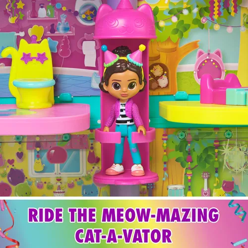 Miniatura 8 de DREAMWORKS GABBY'S DOLLHOUSE, Casa de muñecas de celebración de 14 piezas, 25 pulgadas de alto, con figuras de juguete, muebles de casa de muñecas
