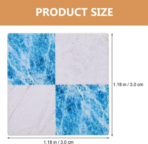 Miniatura 2 de Kisangel Suelo en miniatura, 27 piezas de azulejos de casa de muñecas de 1.18 pulgadas, hojas de mosaico azul y blanco para decoración de mini casa