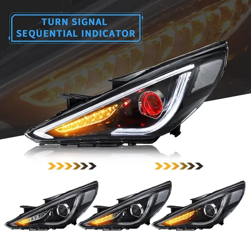 Miniatura 2 de VLAND Faros delanteros LED de proyector compatibles con Hyundai Sonata 2011-2014 (no compatible con híbridos y modelos sin nivelación automática)