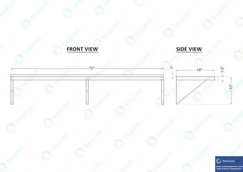 Miniatura 5 de AmGood Estante de pared de acero inoxidable de 18 x 72 pulgadas Estantería de metal para electrodomésticos y equipos Cocina, restaurante