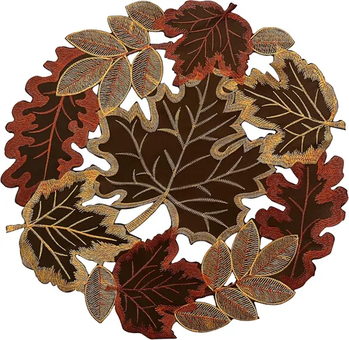 Miniatura 6 de Camino de mesa de otoño de 13.7 x 34 pulgadas con hojas de arce bordadas, decoración de mesa de café de comedor con temática de cosecha de Acción