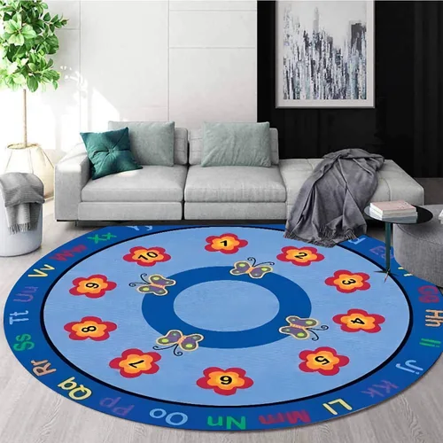Miniatura 9 de Alfombra redonda para sala de juegos para niños, 3 pies, con letras coloridas del número ABC, alfombra de preescolar para guardería, aula, alfombra
