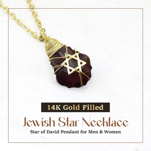 Miniatura 50 de Collar de estrella de David para mujeres y hombres, collar de estrella judía relleno de oro de 14 quilates, collar de Israel