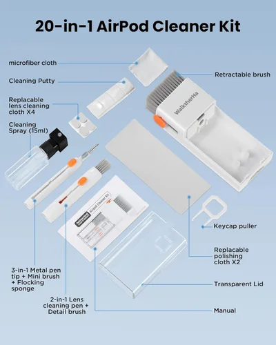 Miniatura 9 de Kit Limpiador para AirPod Pro 20 en 1 4 3 2 1 - Herramienta de Limpieza Multifunción para Auriculares, Teléfono, Laptop, Teclado, Pantalla - Punta