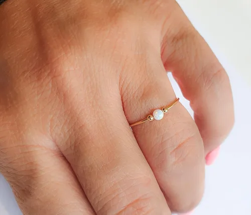 Miniatura 3 de Anillo de ansiedad anti estrés, anillo giratorio de ópalo blanco ajustable para aliviar el estrés