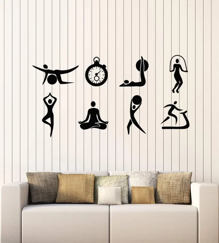 WallStickers4ever Vinilo adhesivo de pared Gimnasio Cardio Yoga Fitness Deporte Estilo de Vida Saludable Pegatinas Mural Decoración Grande (g3872)