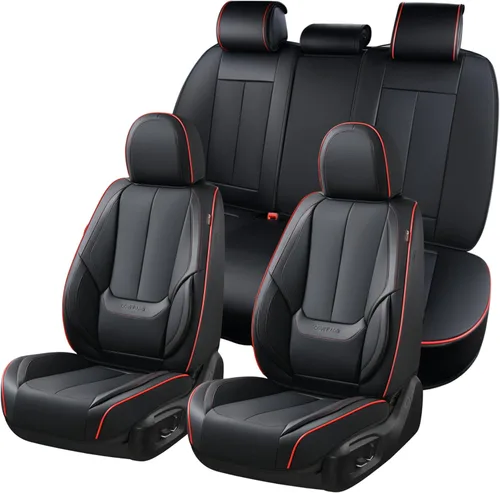 Miniatura 10 de Coverado Juego completo de fundas de asiento de automóvil, fundas de asiento negras para asientos delanteros y traseros de automóvil, protector