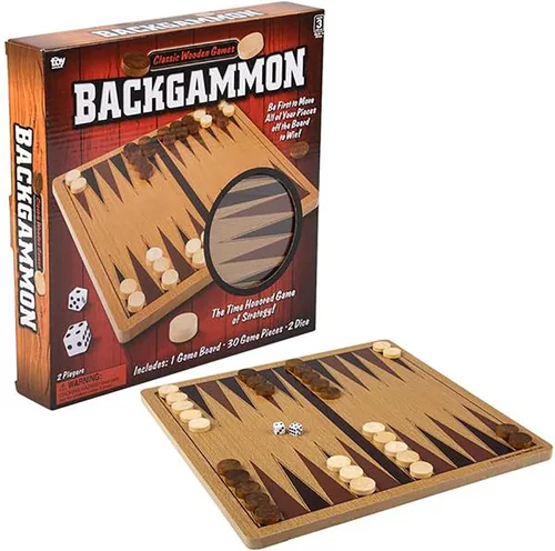 The Dreidel Company Juegos de mesa clásicos de madera, ideales para premios, 10 pulgadas (10 pulgadas de backgammon de madera)