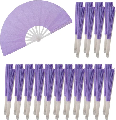 Miniatura 35 de 10 ventiladores plegables grandes de mano para hombres y mujeres, abanicos decorativos plegables, accesorios rave, utilizado para bailes, fiestas
