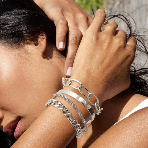 Miniatura 166 de Long tiantian Pulsera de oro gruesa para mujer, pulseras de oro delicadas, pulseras para mujer, pulseras apilables de eslabones de cadena