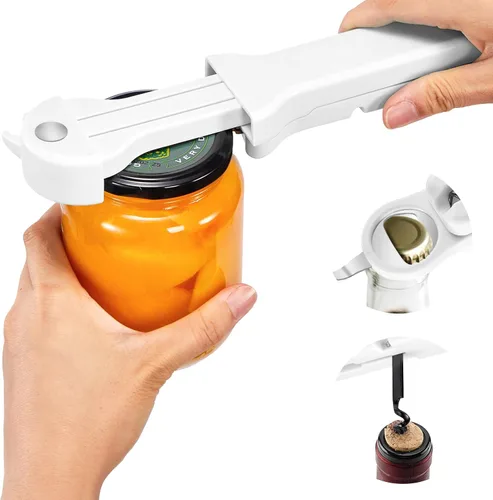 Miniatura 11 de 7 en 1 Abridor de Tarros, Abridor de Botellas y Abridor de Vino para Personas Mayores con Artritis, Manos Débiles, Abridor de Latas Magnético Negro