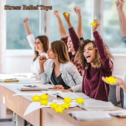 Miniatura 4 de 24 bolas de estrés de estrella, mini bolas de espuma para apretar, juguetes amarillos para aliviar la ansiedad para recompensas escolares, premios