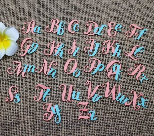 Miniatura 3 de 26 troqueles de corte de letras mayúsculas, minúsculas, 26 troquelados del alfabeto, plantillas de metal en relieve, molde de plantilla