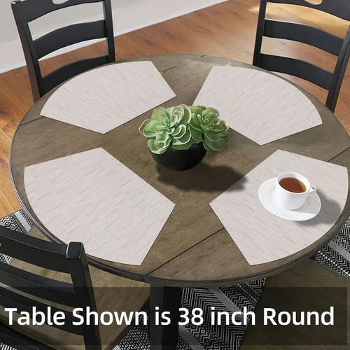 Miniatura 9 de SHACOS Juego de 5 manteles individuales pequeños en forma de cuña con centro de mesa, resistentes al calor, lavables (5, beige)