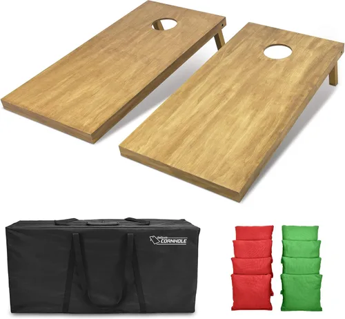 Miniatura 24 de GoSports 4 ft x 2 ft Regulation Size Wooden Cornhole Boards Set with Light Brown Finish - Includes Carrying Case and Bean Bags Negro- gris