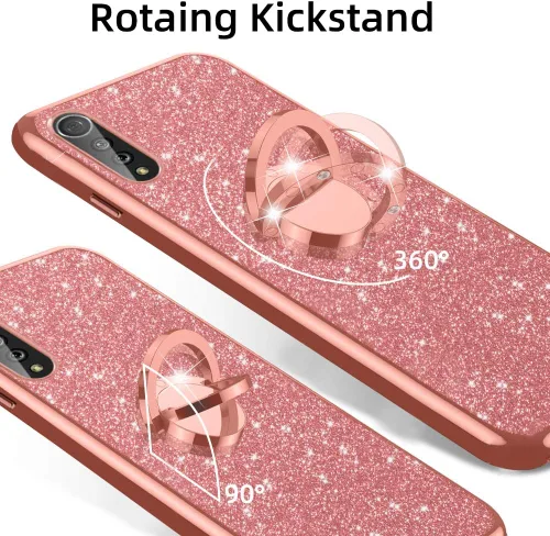 Miniatura 5 de nancheng Bonita funda de teléfono con purpurina para LG Velvet 5G (LM-G900)/LG Velvet 5G UW Lujo Brillante Suave TPU Anti arañazos Anti-caída Oro