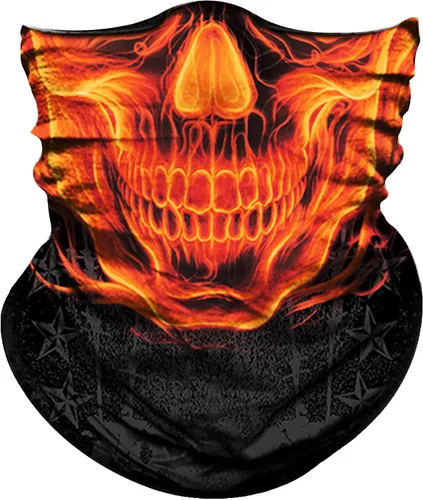 Miniatura 38 de Obacle Bandana máscara facial cuello polaina tubo máscara hombres mujeres para protección solar contra el polvo Bandera de calavera blanca y negra