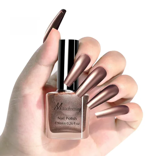 Miniatura 12 de Esmalte de Uñas Dorado Champán con Efecto Espejo Metálico, Laca de Uñas Brillante de Secado Rápido y Larga Duración, Cromo para Manicura DIY