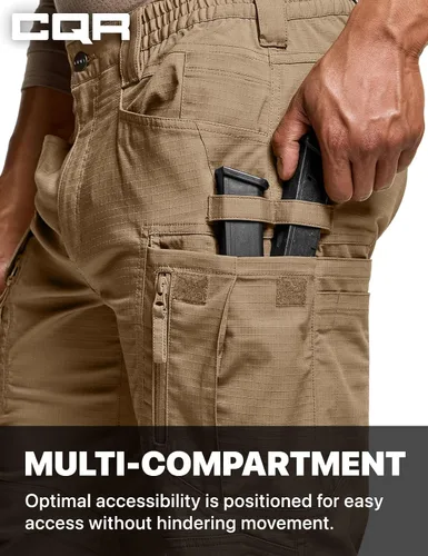 Miniatura 9 de CQR - Pantalones tácticos elásticos para hombre, pantalones cargo de ripstop resistentes al agua, pantalones ligeros para trabajo al aire libre