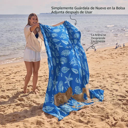Miniatura 5 de WEKAPO Manta de Playa Impermeable a Prueba de Arena de Tamaño Extra Grande, Alfombrilla de Playa Extra Grande Libre de Arena, Alfombrilla Ligera