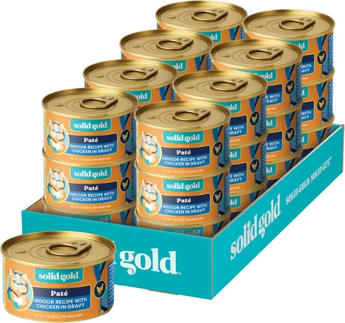 Miniatura 29 de Solid Gold comida húmeda para gatos desmenuzada con salsa - Alimento enlatado para gatos hecho con atún real y caballa - Sin granos de los Cinco