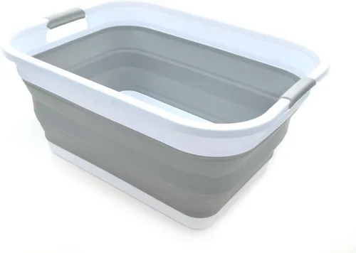 SAMMART Cesta de Lavandería de Plástico Plegable de 41L (10.8 galones) - Contenedor/Organizador de Almacenamiento Emergente Plegable - Tina de Gris