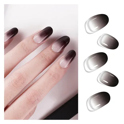 Miniatura 13 de DANNI & TONI Tiras de uñas de gel semicuradas, color rosa champán, ojos de gato, 28 calcomanías de regalo para mujer Aqua Ripple
