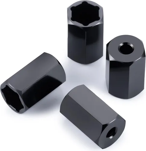 Miniatura 4 de 4 adaptadores de cubo hexagonal de rueda de 0.197 in a 0.276 in (+ 0.394 in) para 1/10 WPL D12 RC Truck Car 1/24 SCX24 RC accesorios negro